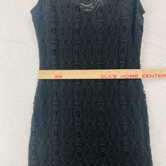 Black Lace Bodycon Sheath Dress Small Sleeveless Lined Keyhole Back As You Wish - Picture 8 of 11